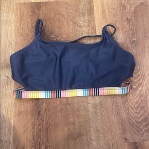 art class Navy Top with Multicolor Stripe Trim